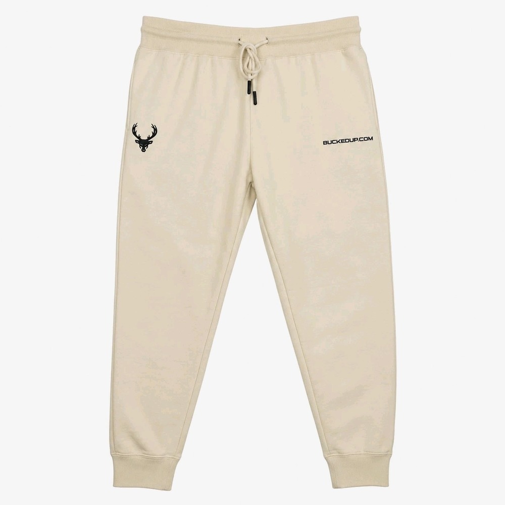 Bucked Up Mens Joggers Sweatpants XXL Cream Beige Antler Logo Athleisure Pockets